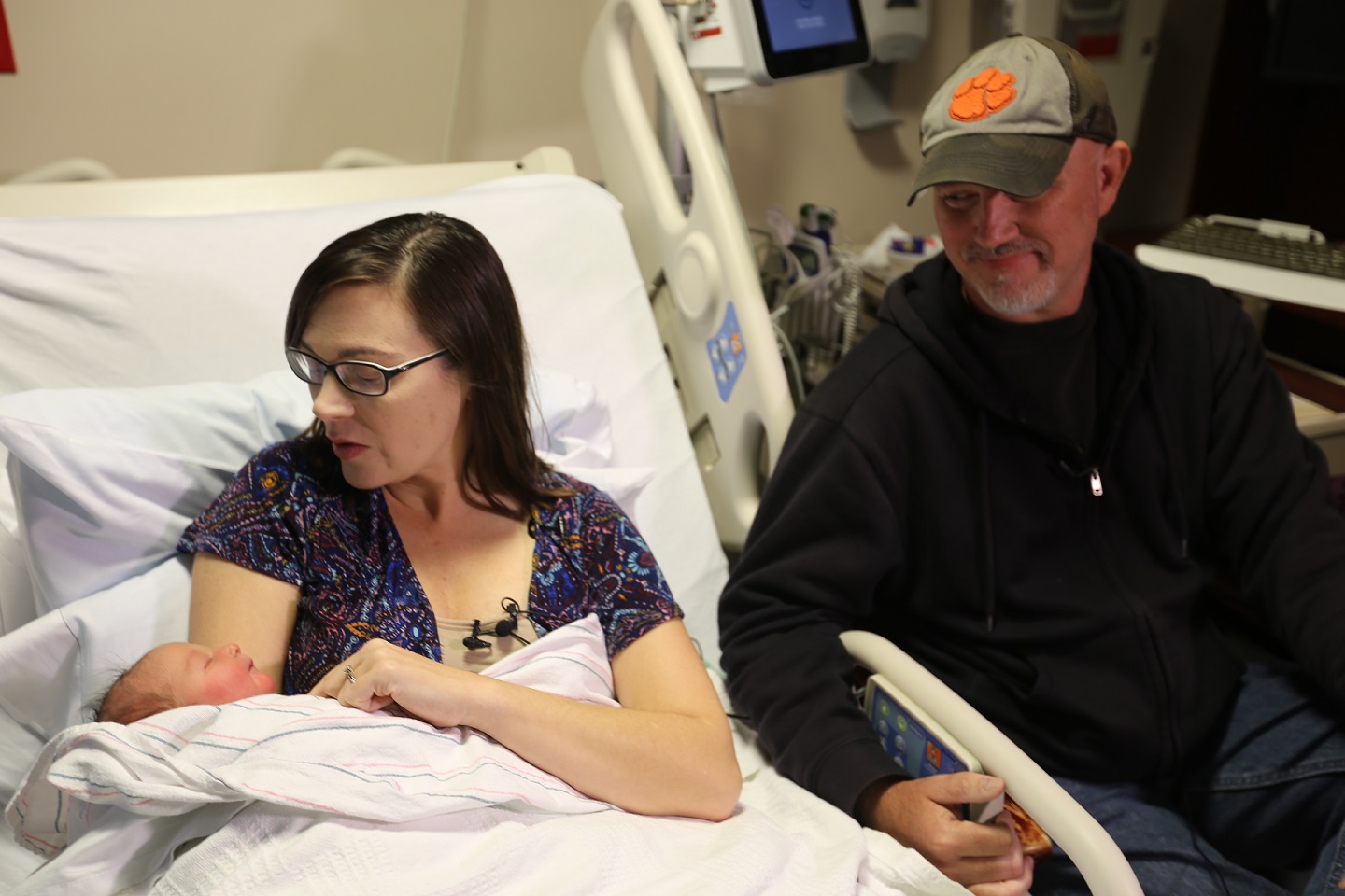 Angela and Houston Rogers with newborn Hazel