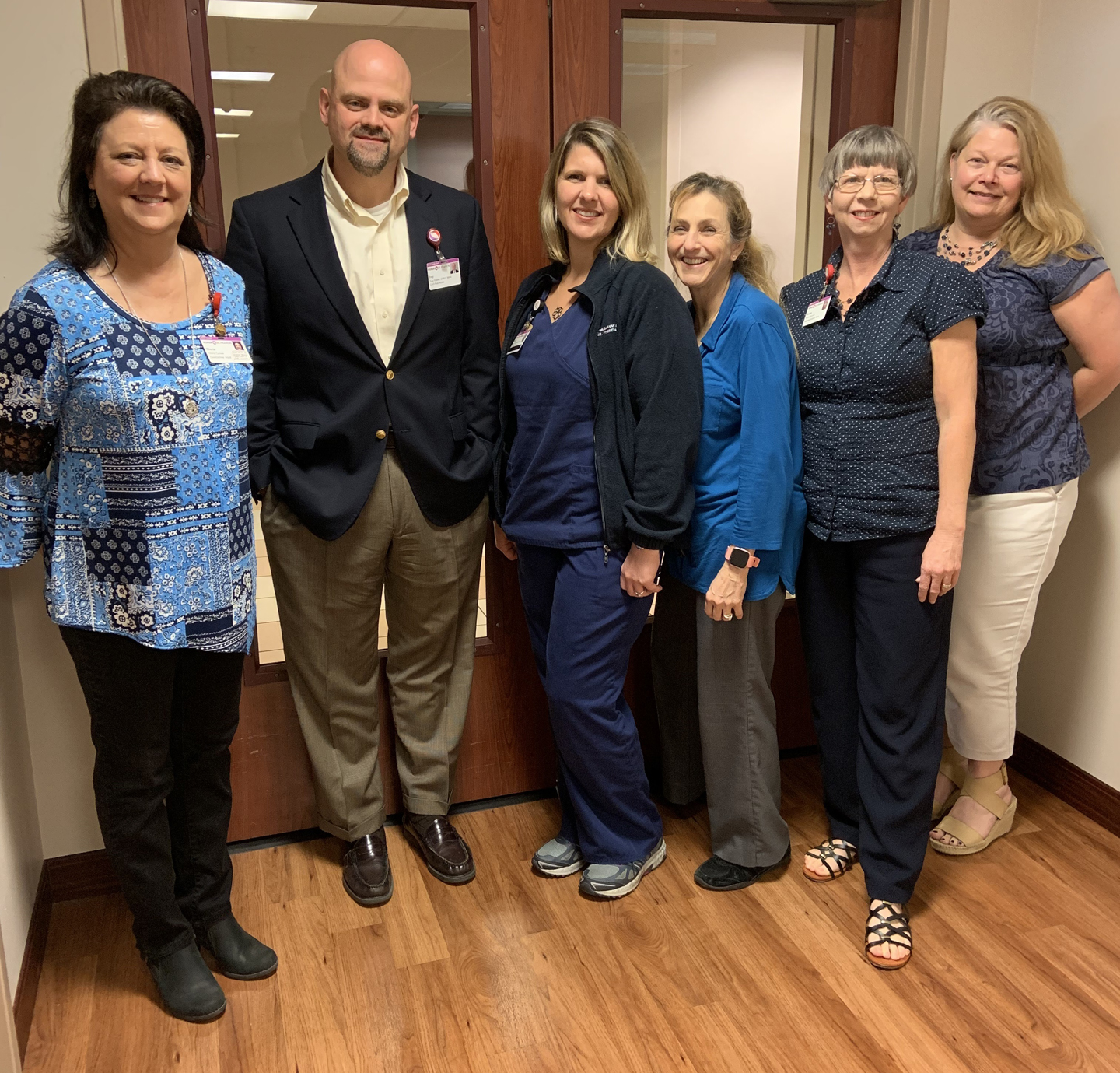 Teammates wear blue in recognition of Colorectal Cancer Awareness