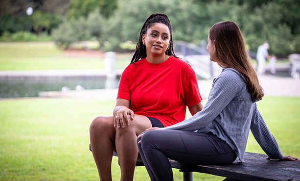 two girls talking