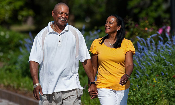 african american couple walking